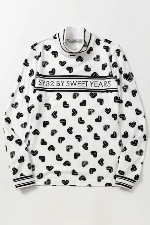 【25AW】【レディース】 SWEET LOGO PRINTED L/S MOCK / ハートロゴモノグラム ロングスリーブ フリースモックネックシャツ (ホワイト)*