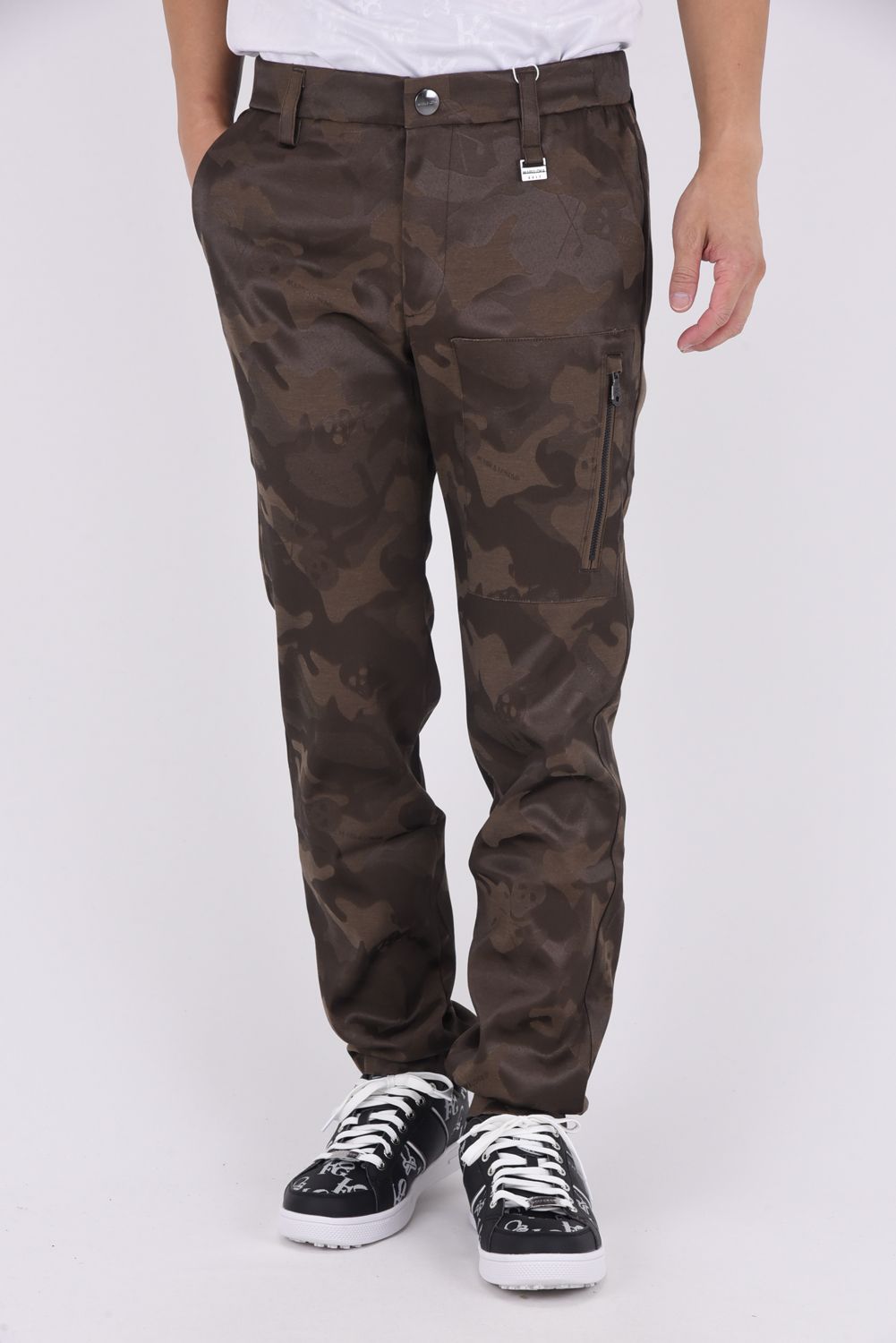 【2025AW】 GAUGE STRETCH JACQUARD PANTS / オリジナルカモジャカード ストレッチロングパンツ (ブラウン)