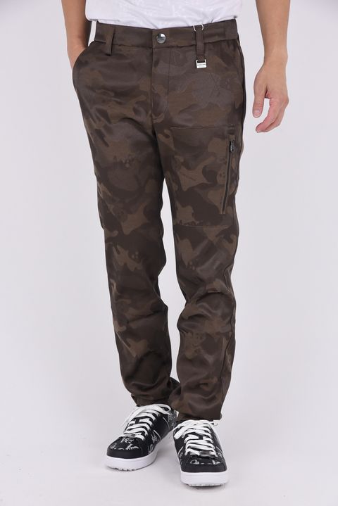 【2025AW】 GAUGE STRETCH JACQUARD PANTS / オリジナルカモジャカード ストレッチロングパンツ (ブラウン)