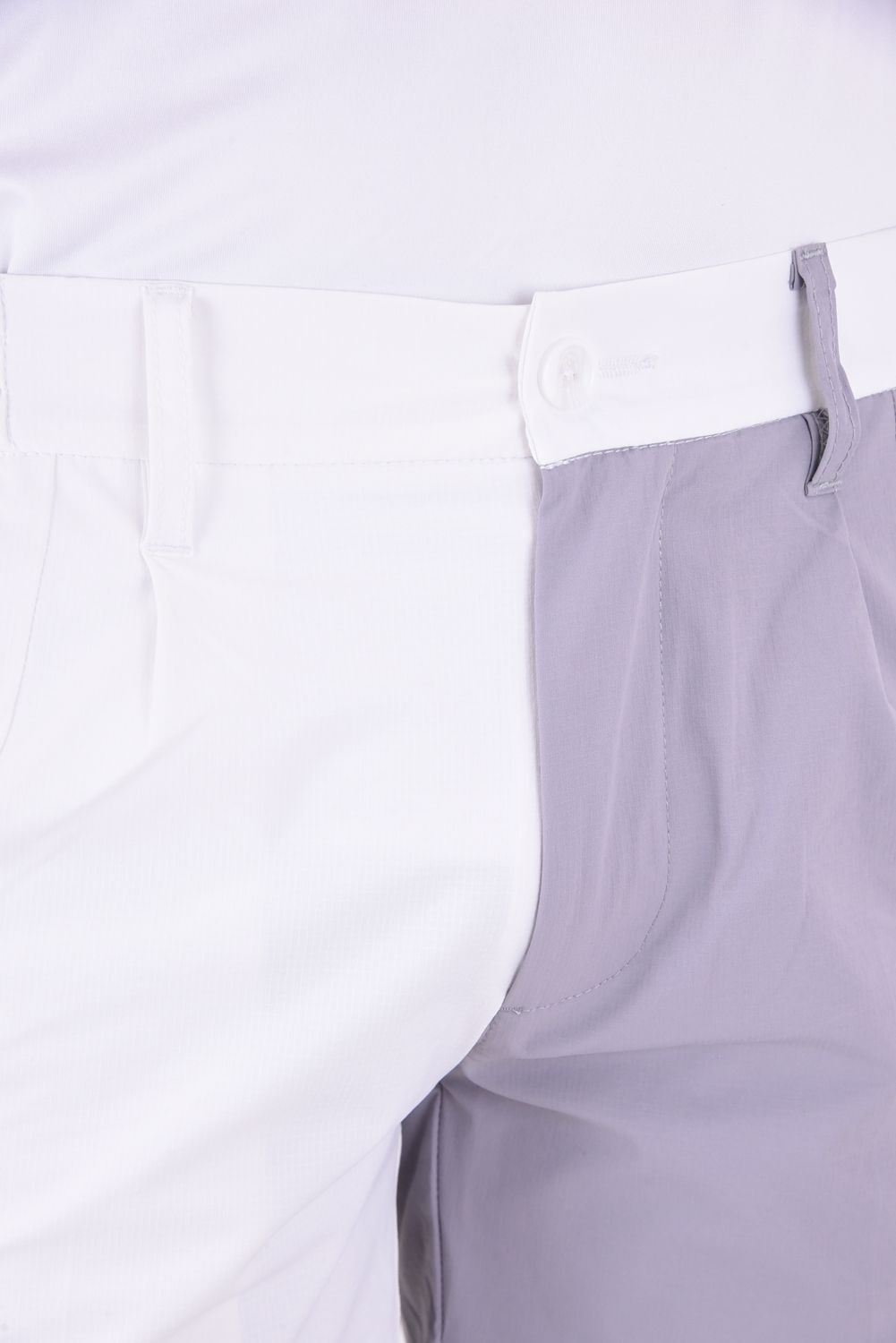 BICOLOR SHORT PANTS / バイカラー ナイロンストレッチ スリムフィット ショートパンツ (ホワイト)