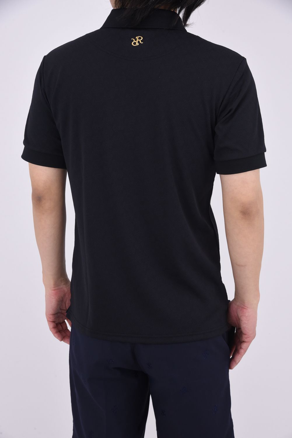 【25SS】 MENS GM JACQUARD POLO / オリジナルテキスタイルジャガード ポロシャツ (ブラック)
