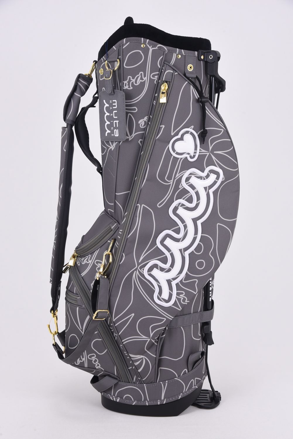 【銀行振込・代金引換不可】【返品・交換不可】 CADDY BAG & COVER / ボタニカル柄 キャディバッグ&ヘッドカバーセット (グレー)