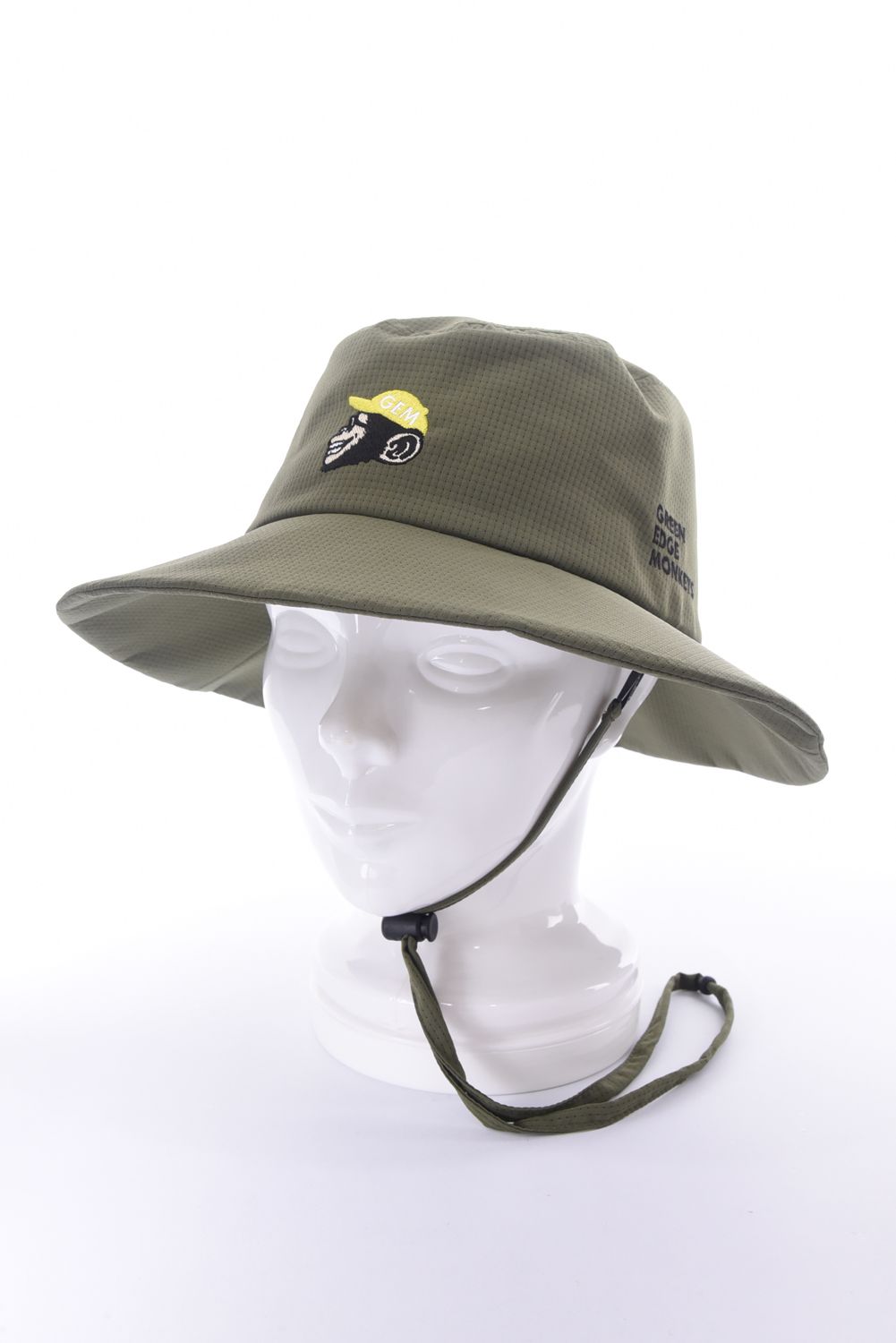 【26SS】 BUCKET HAT / モンキー刺繍ワッペン バケットハット (カーキ)