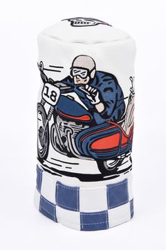 【26AW】【CAPSULE COLLECTION】 CHECKERED SIDECAR DRIVER BARREL COVER / サイドカー刺繍入り バレル型 ドライバーカバー (ホワイト)