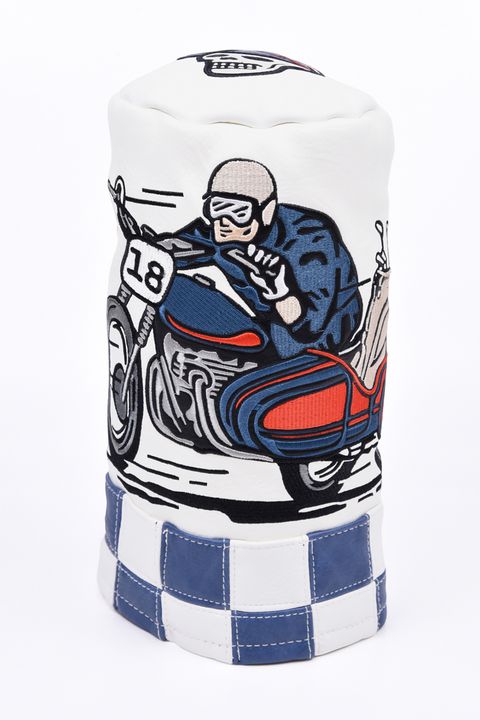 【26AW】【CAPSULE COLLECTION】 CHECKERED SIDECAR DRIVER BARREL COVER / サイドカー刺繍入り バレル型 ドライバーカバー (ホワイト)