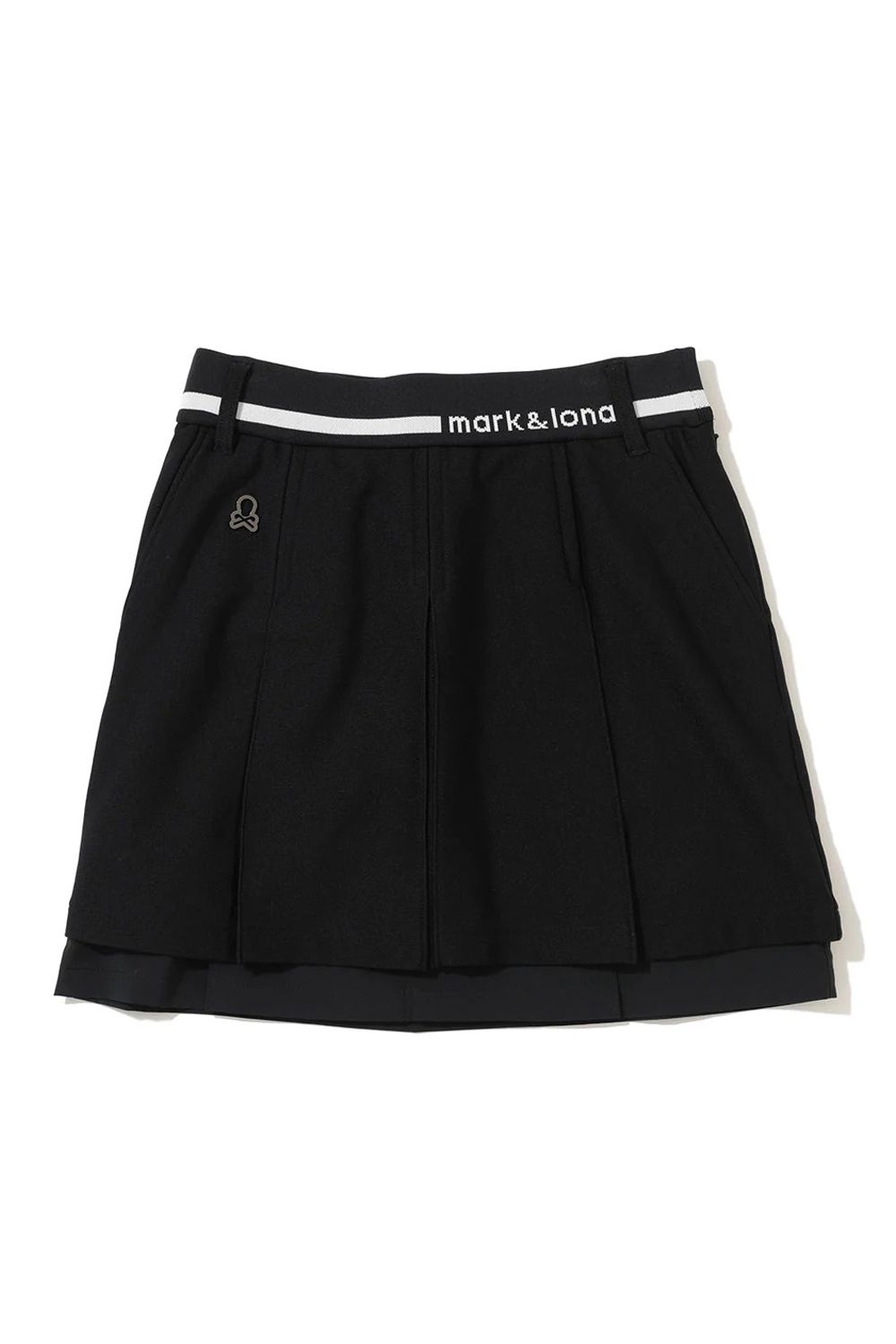 【2025AW】【レディース】 CORNEL LAYERD PLEATED SKIRT / ブランドロゴジャカードリブ レイヤードプリーツスカート (ブラック)