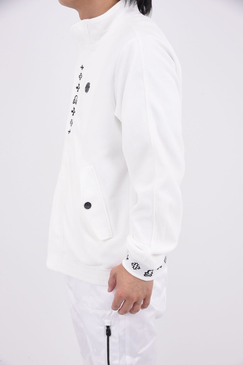 【2025AW】 SVASTIKA TRACK JACKET / コーデュロイジャージー クロスモチーフ刺繍 トラックジャケット (オフホワイト)