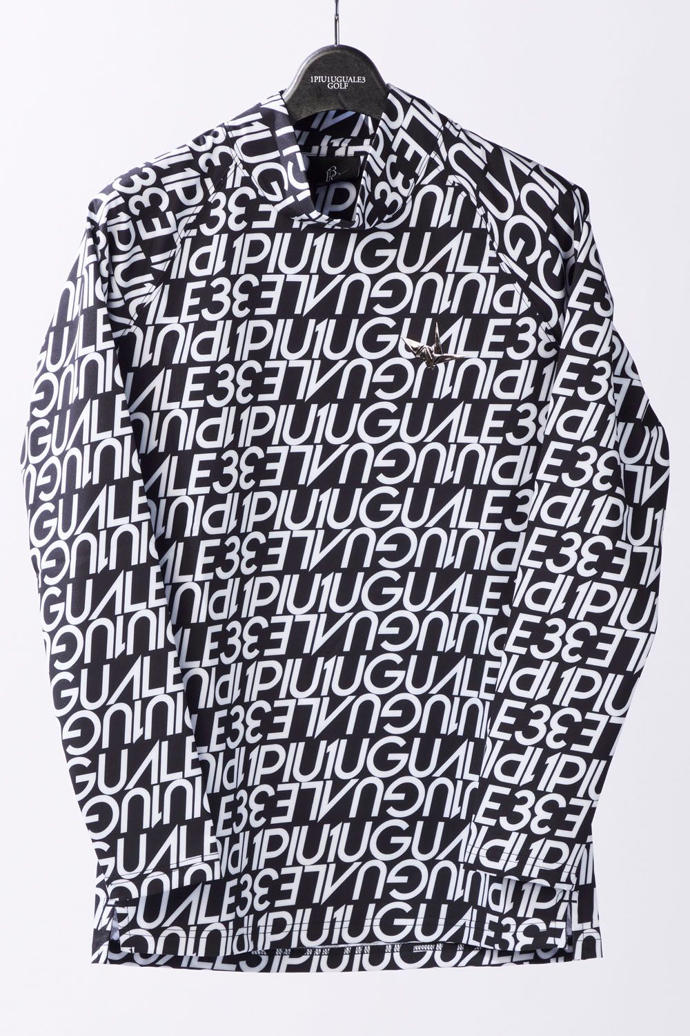 【レディース】 1PIU1UGUALE3 DI FULL LOGO MOCK / 113総柄ロゴ ロングスリーブ モックネック Tシャツ (ブラック)