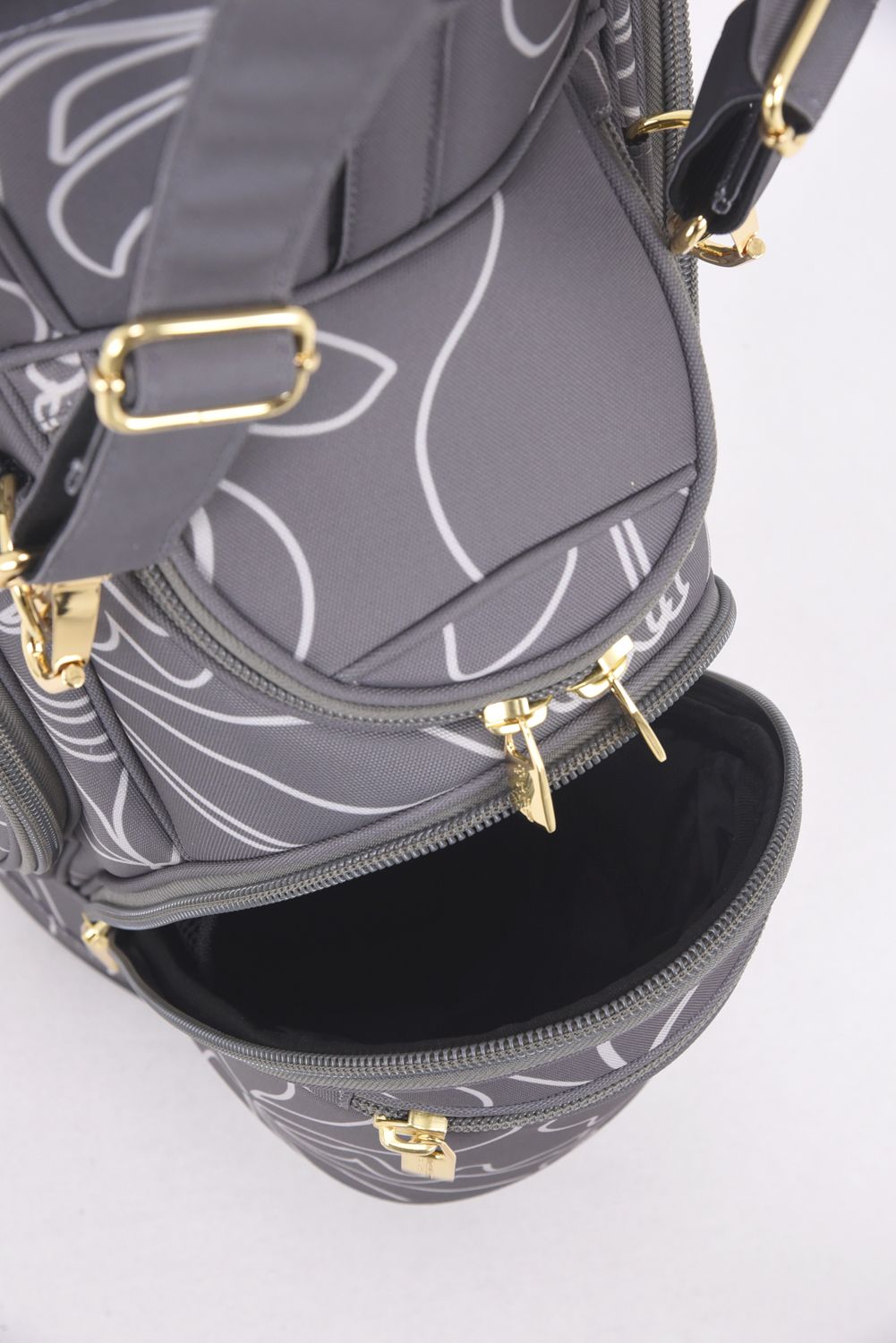 【銀行振込・代金引換不可】【返品・交換不可】 CADDY BAG & COVER / ボタニカル柄 キャディバッグ&ヘッドカバーセット (グレー)