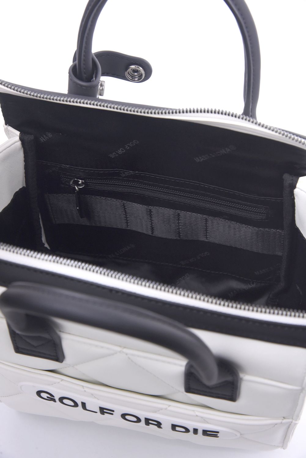 ETERNAL QUILTED BOX BAG / シンセティックレザー サークルスカル キルティング カートバッグ (ホワイト)