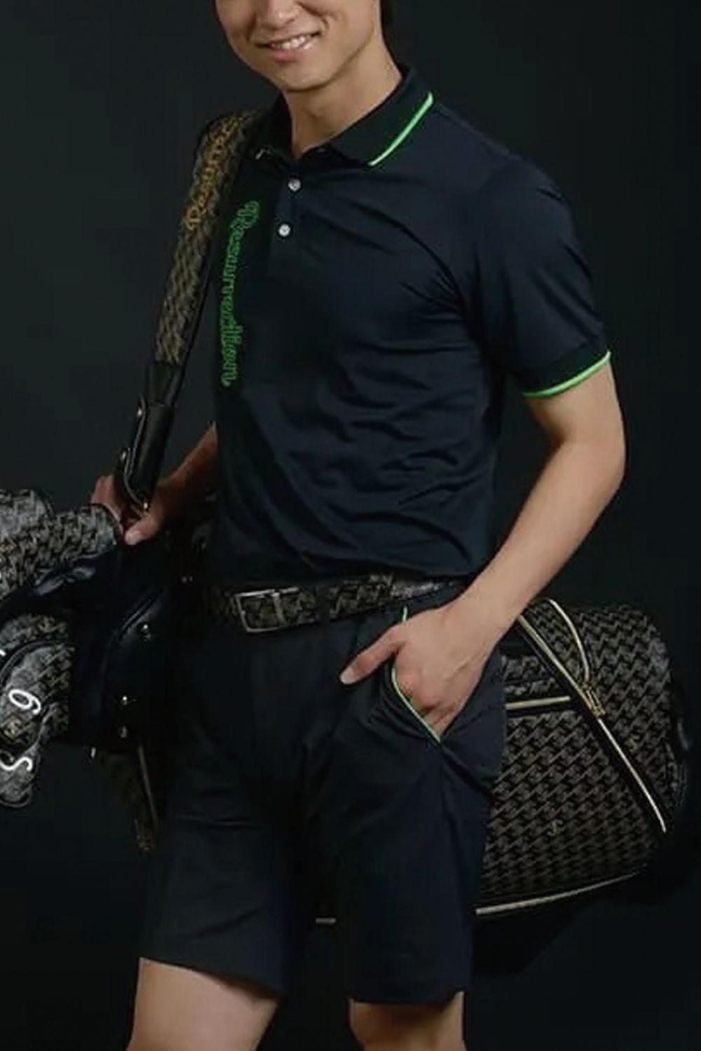 【26SS】 NEON POLO / ネオンシリーズ ブランドロゴ ポロシャツ (ブラック)*