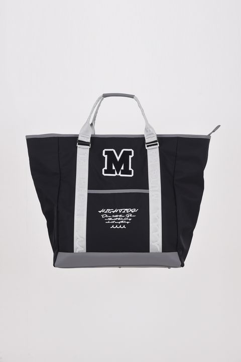 BIG TOTE BAG / ナイロン ビッグロゴ BIGトートバッグ (ショルダーストラップ付き) (ブラック)