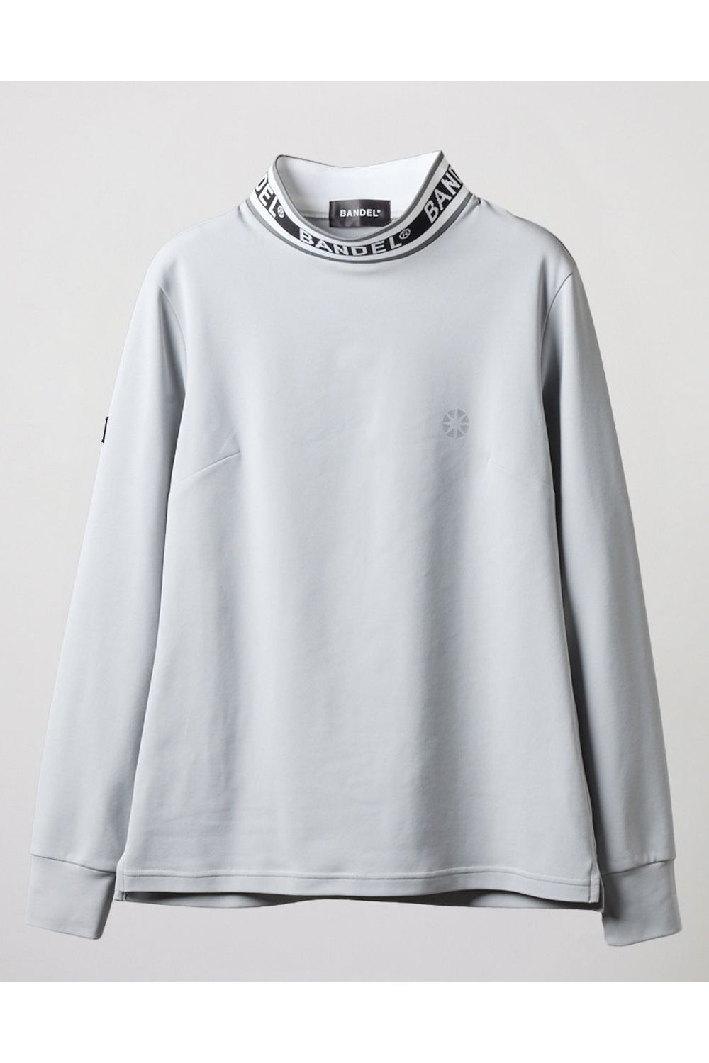【レディース】 JACQUARD RIB L/S MOC SHIRTS / ロゴジャカード ロングスリーブ モックネックシャツ (ライトグレー)