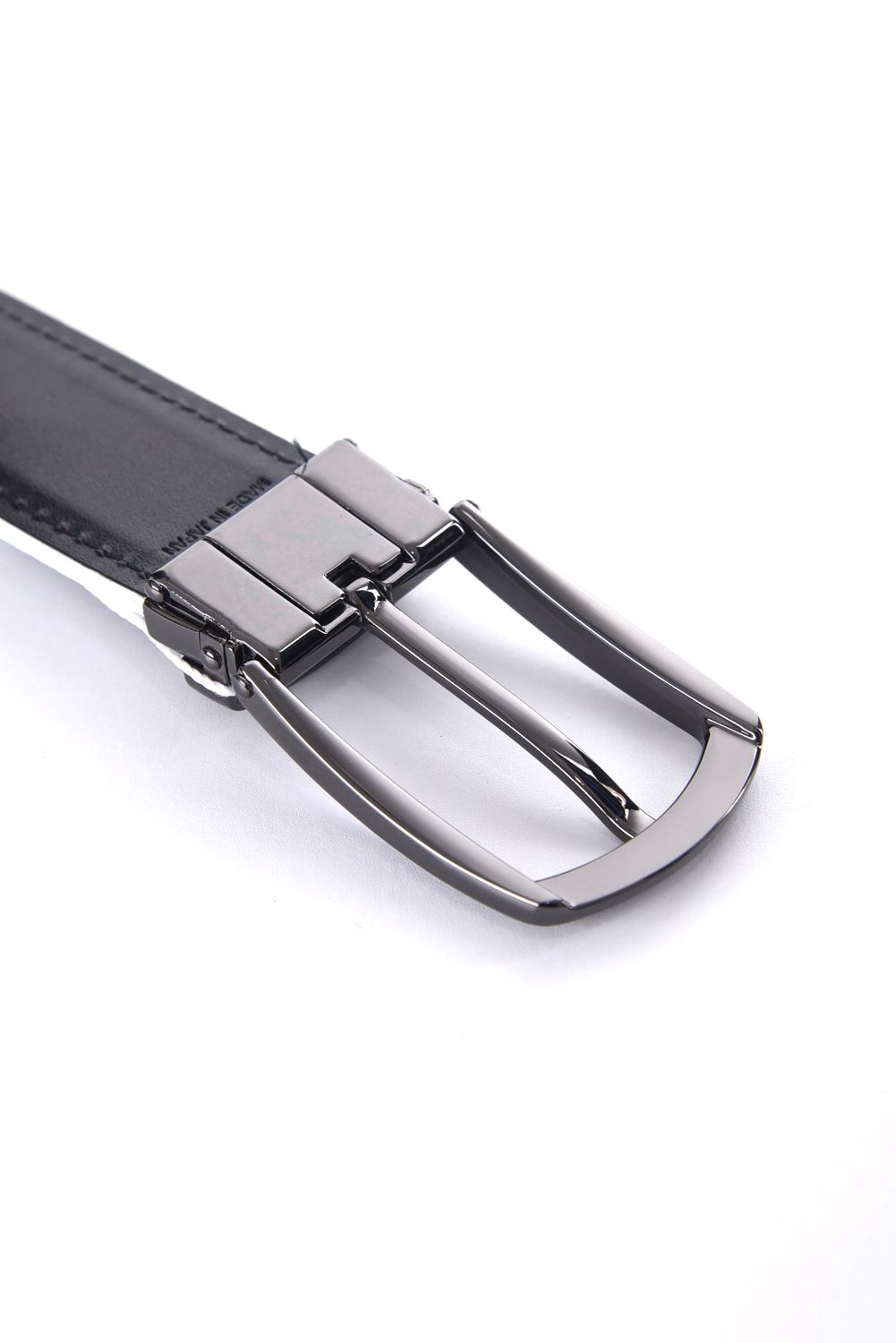 【26SS】 PANZA WEAVE LEATHER BELT / トリムデザイン バスケットウィーブ型押し レザーベルト (ブラック)