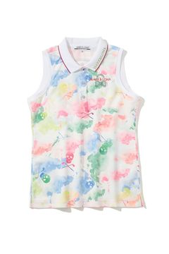 【25SS】【レディース】 PULSE CAMO POLO / ウォーターカラーグラフィックプリント ノースリーブポロシャツ (ミックス)