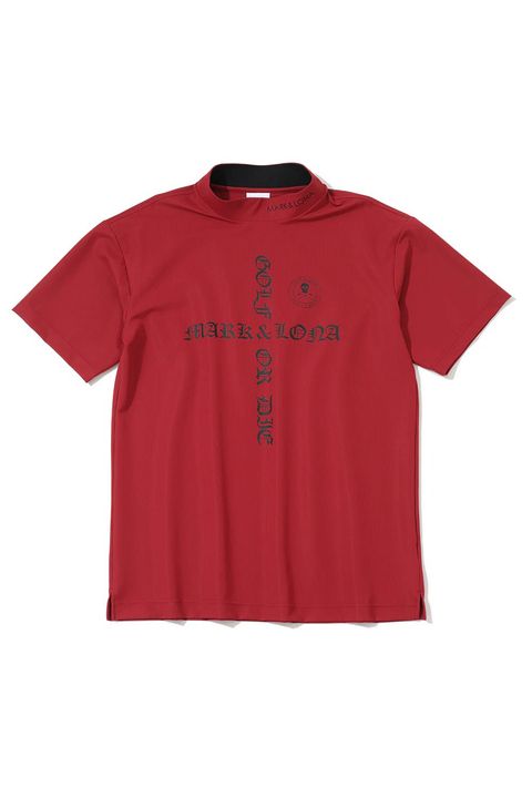 【26SS】 CROCE WAFFLE MOCK NECK TEE / ナイロンワッフル ブラックレターロゴ モックネックTシャツ (レッド)