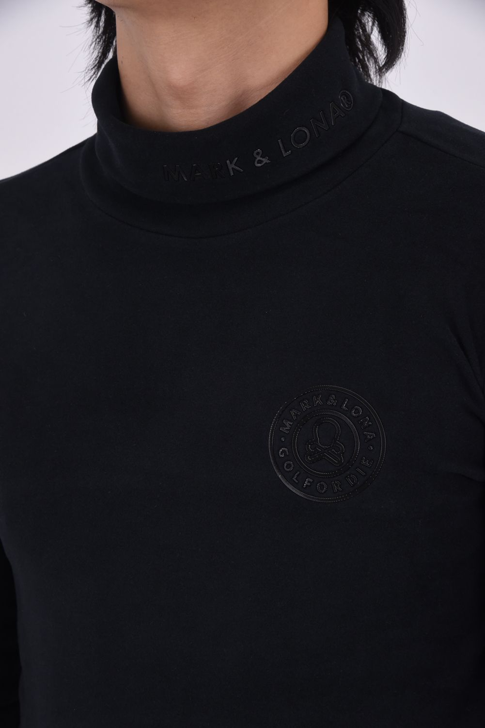 【2025AW】 IC●N MOCK NECK LAYER / フリース素材 サークルスカル ロングスリーブ モックネックTシャツ (ブラック)