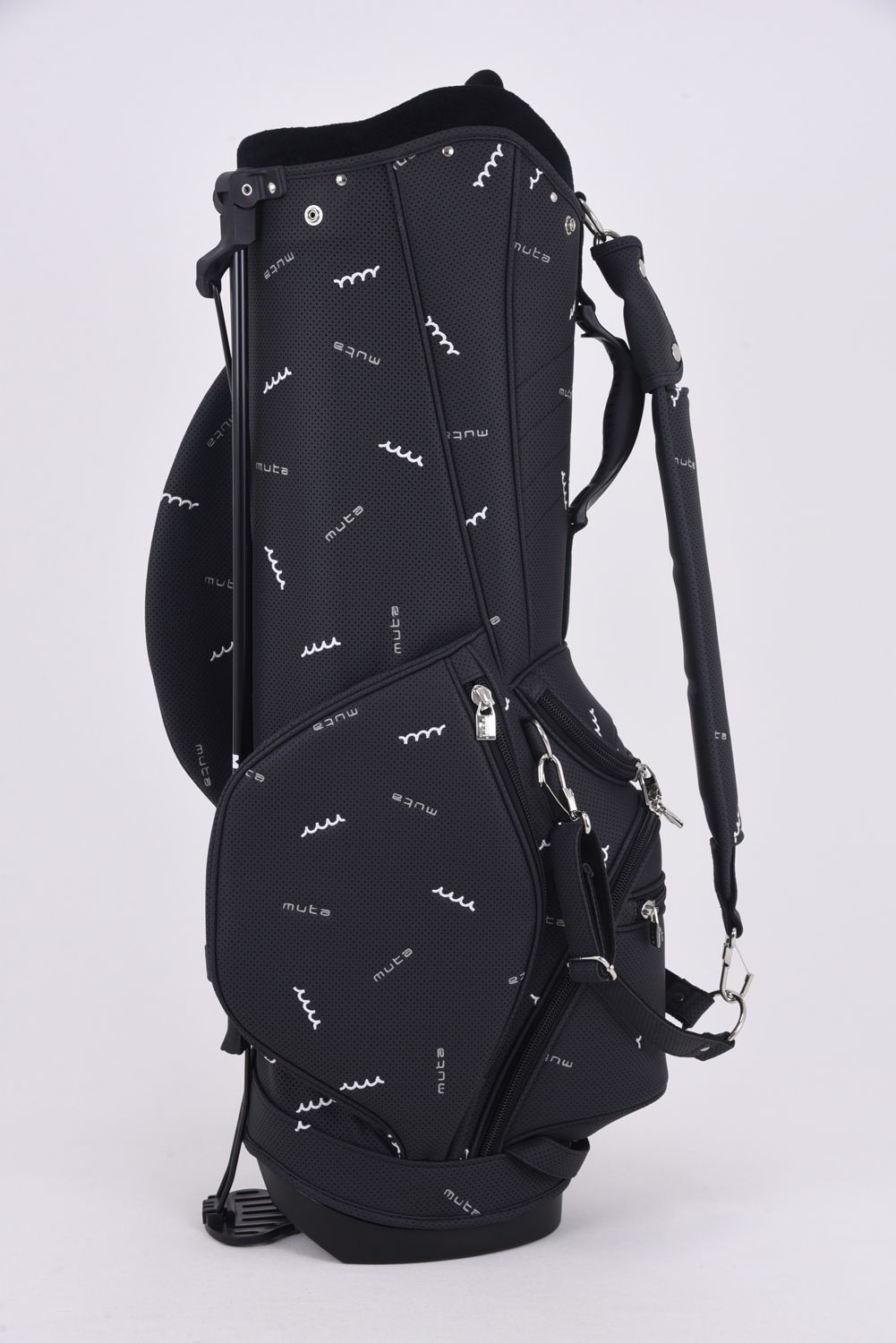 【銀行振込・代金引換不可】【返品・交換不可】 CADDY BAG / パンチング 総柄刺繍 キャディバッグ (ブラック)