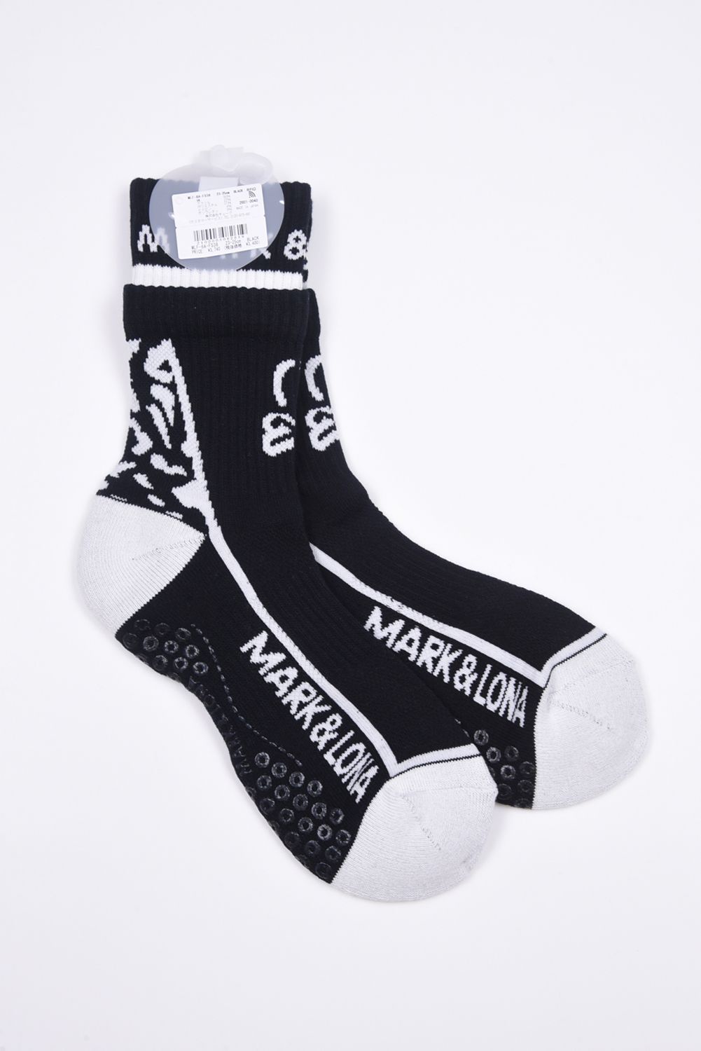 【26SS】【レディース】 PANTERA GRIP CREW SOCKS / レオパードパターン ジャパンメイド レイヤード風クルーソックス (ブラック)