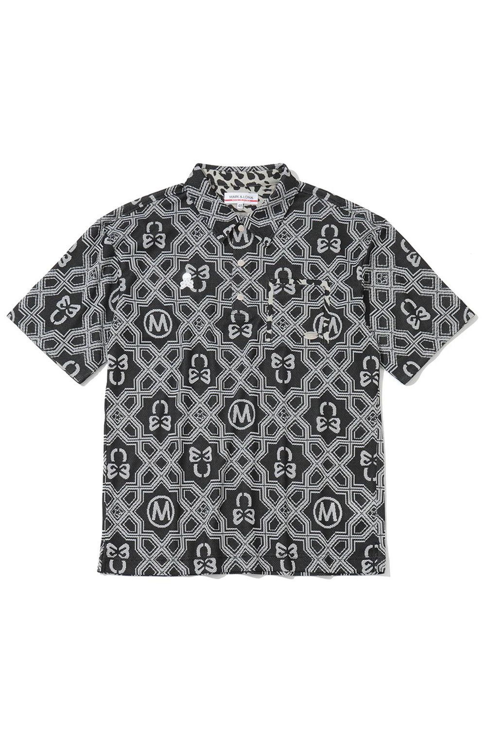 【26SS】 DOMINANT MESH SHIRT / ジオメトリックパターン総柄 ジャパンメイド メッシュポロシャツ (ブラック)