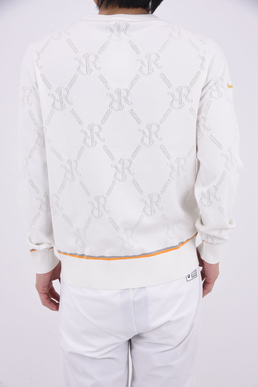 【26SS】 MESH RR LOGO KNIT / メッシュ編み 裾ライン クルーネックニット (ホワイト)*