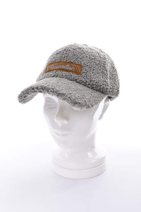 【26AW】 KNIT TAG BOA CAP / カーリーパイル素材 ボックスロゴ ボアキャップ (グレー)