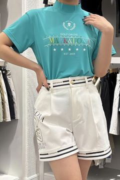 【26SS】【レディース】 MIRAGE CRYSTAL MOCK TEE / カラフルロゴプリント スワロフスキー モックネックTシャツ (ミント)