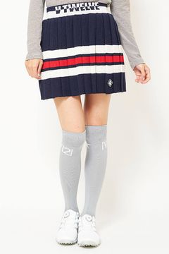 【レディース】 2 TONE SKIRT / 2トーン プリーツニットスカート (ネイビー)