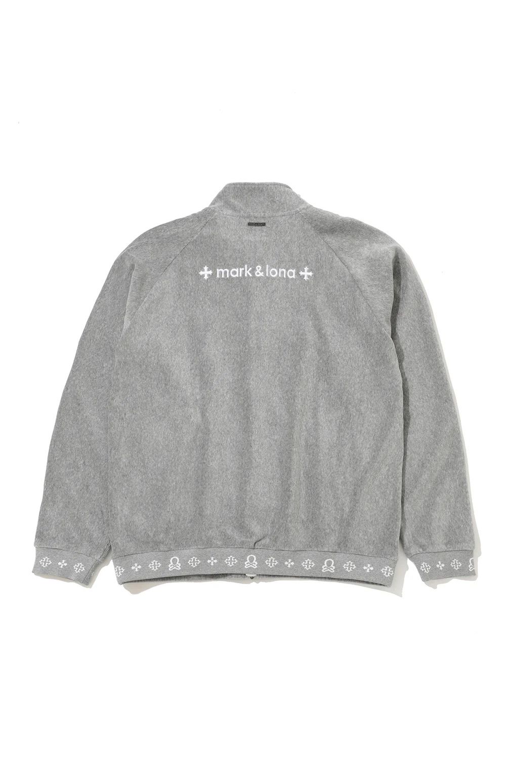 【2025AW】 SVASTIKA TRACK JACKET / コーデュロイジャージー クロスモチーフ刺繍 トラックジャケット (グレー)
