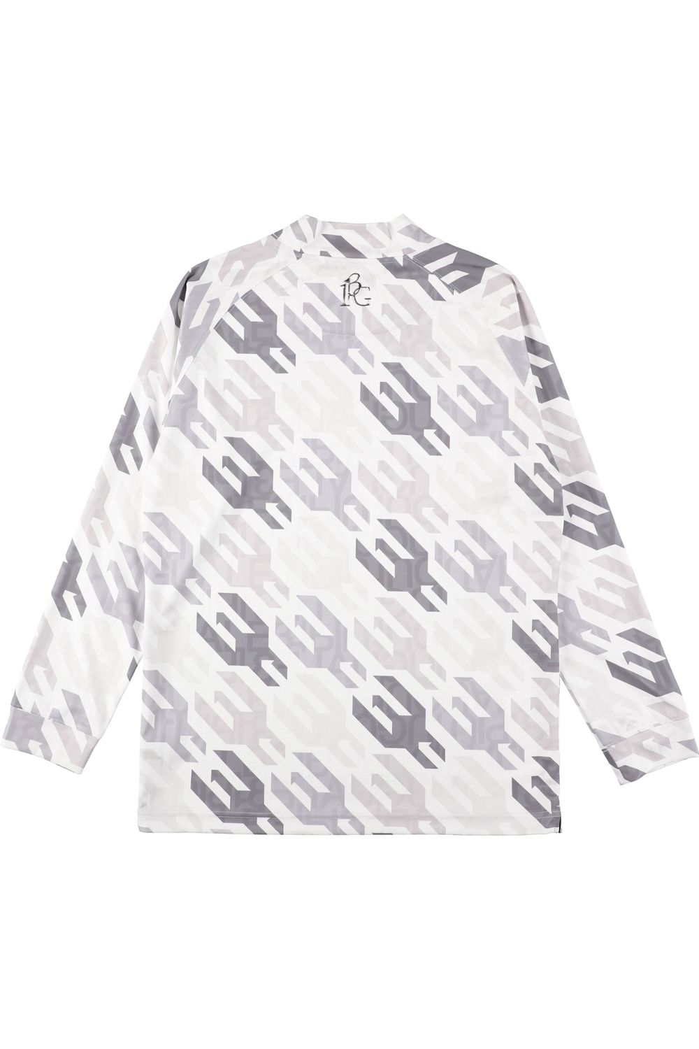 MOCK HOUNDSTOOTH / 千鳥格子柄 ロングスリーブ モックネックTシャツ (ホワイト)