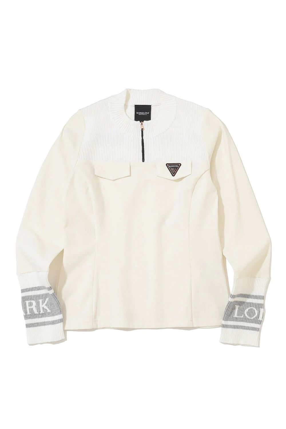 【2025AW】【レディース】【CODE COLLECTION】 HCQT / 異素材切り替え ハーフジップ モックネックインナー (ホワイト)