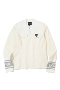 【2025AW】【レディース】【CODE COLLECTION】 HCQT / 異素材切り替え ハーフジップ モックネックインナー (ホワイト)