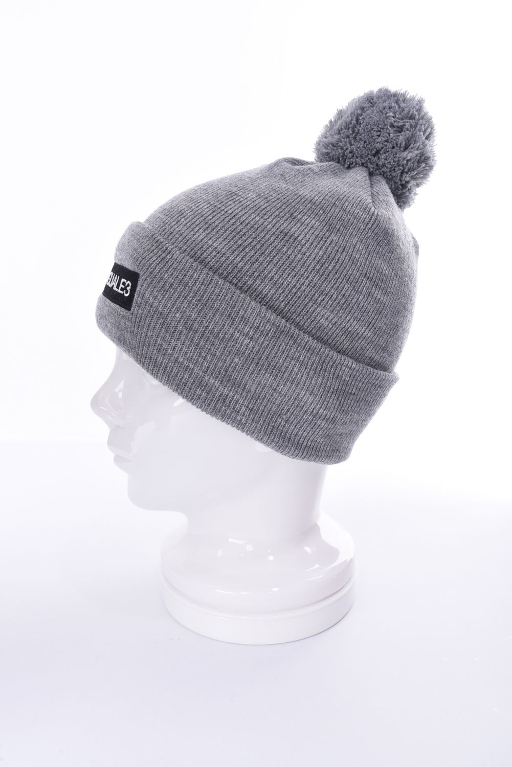 POM POM BEANIE FLEX / 113Gロゴ刺繍 ニットビーニー (グレー)