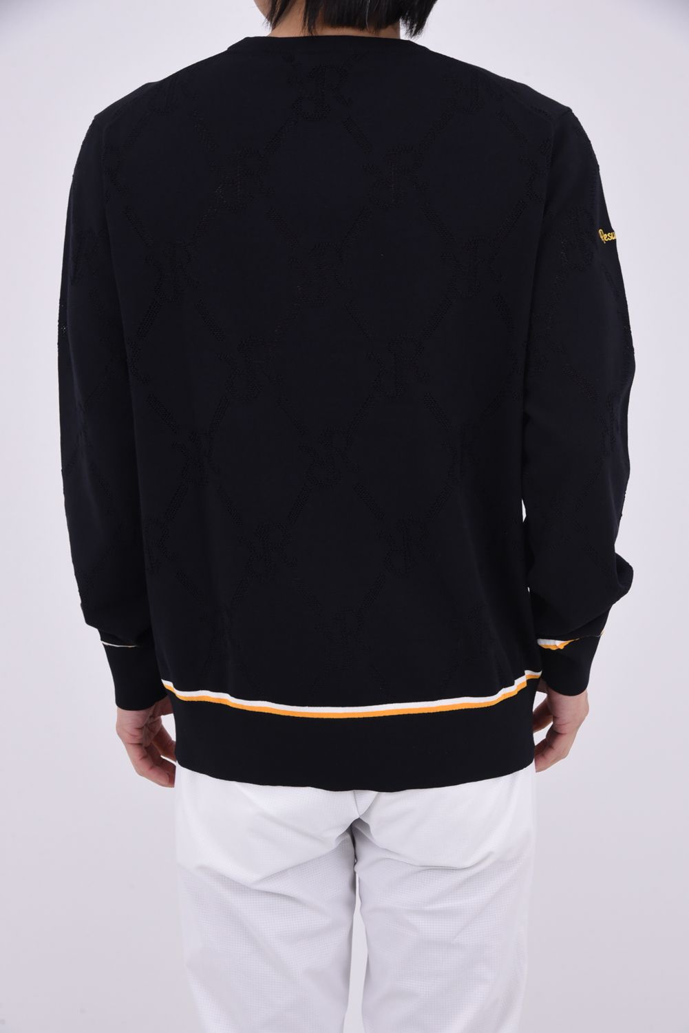 【GW限定 5/11までポイント10倍】【26SS】 MESH RR LOGO KNIT / メッシュ編み 裾ライン クルーネックニット (ブラック)*