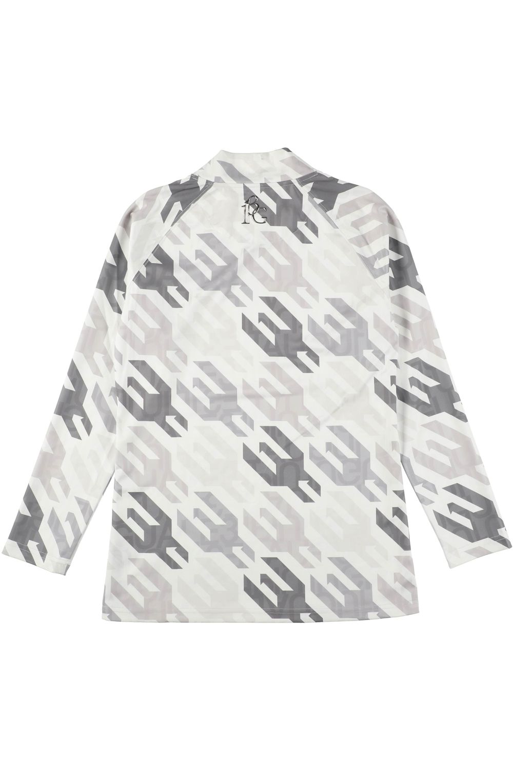 【レディース】 1PIU1UGUALE3 HOUNDSTOOTH MOCK / 113総柄ロゴ ハウンドトゥース ロングスリーブ モックネック Tシャツ (ホワイト)