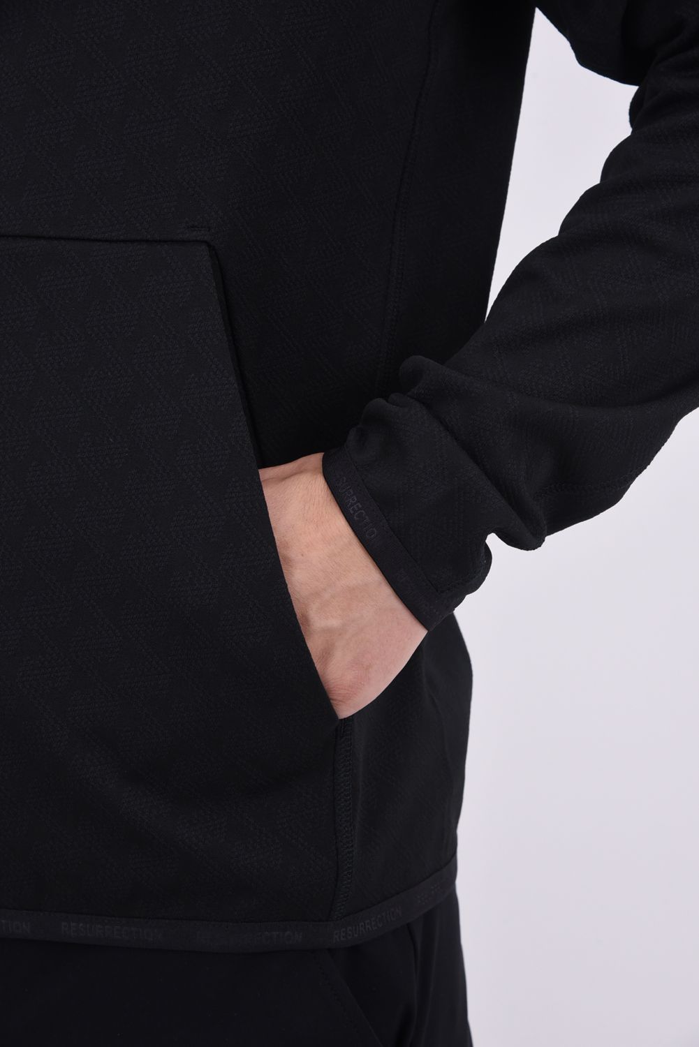 MENS GM JACQUARD ZIP UP HOODIE /  GMジャガード ジップアップ パーカー (ブラック)