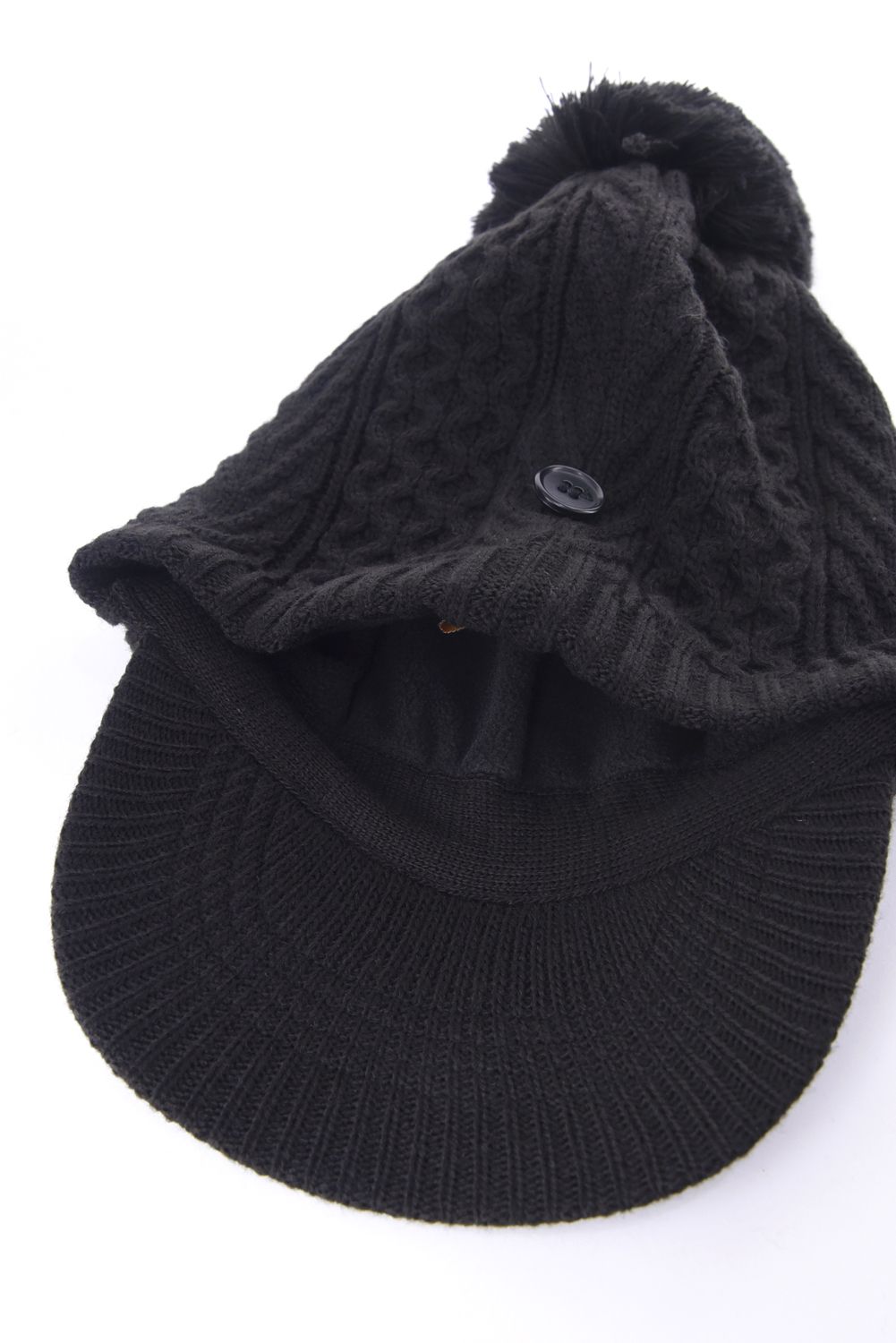 VISOR KNIT CAP / バイザー ニットキャップ（ネックウォーマー付き） (ブラック)