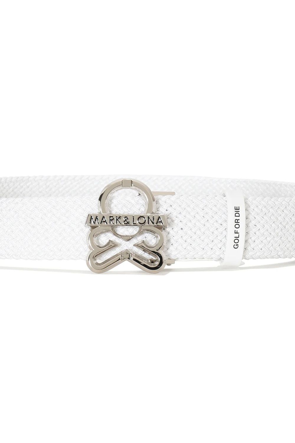 【26AW】 EL. STRETCH MESH BELT / オリジナルスカルバックル メッシュベルト (ホワイト)