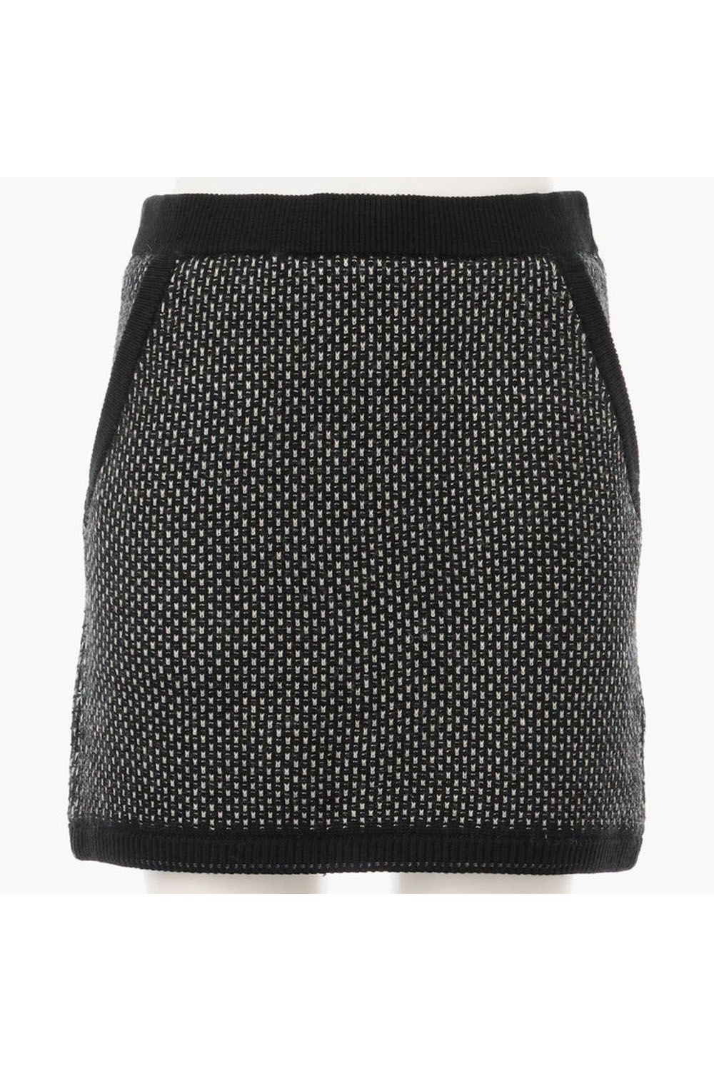 【レディース】 WOMEN'S MERINO WOOL LOGO KNIT SKIRT / カレッジスウェット風 メリノウール スカート (ブラック)