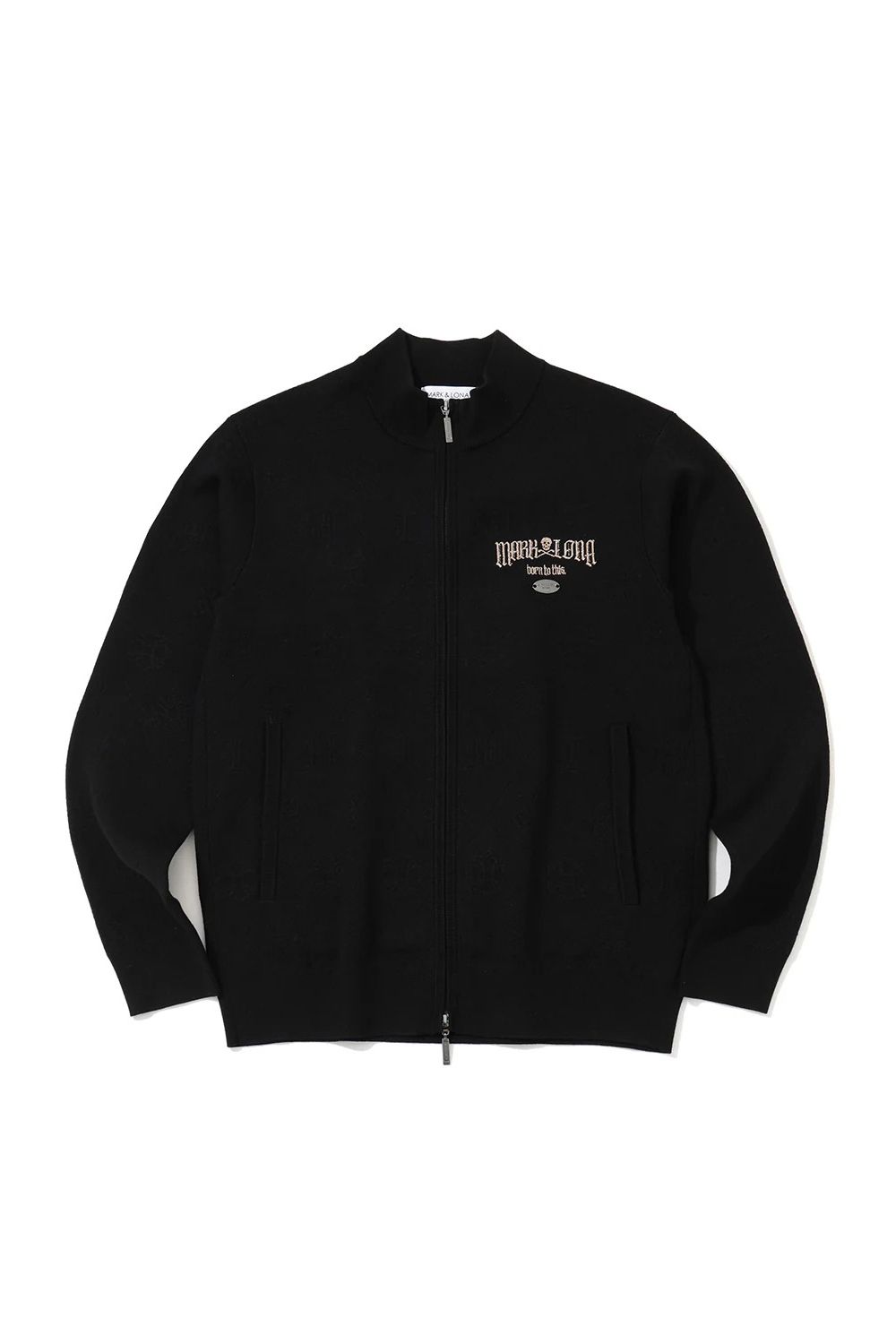 【26AW】 FRACTUR MONOGRAM KNIT JACKET / ブランドロゴ&レターグラフィック刺繍 フルジップニットジャケット (ブラック)