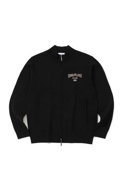 【26AW】 FRACTUR MONOGRAM KNIT JACKET / ブランドロゴ&レターグラフィック刺繍 フルジップニットジャケット (ブラック)