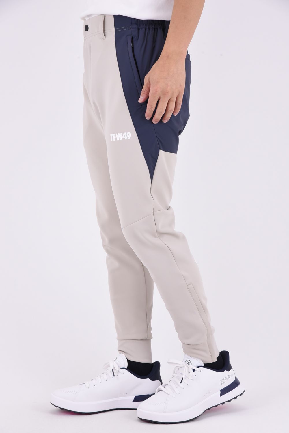 【26AW】 STRETCH HYBRID PANTS / ストレッチナイロン&ダンボールニット ロングパンツ (グレージュ/チャコール)