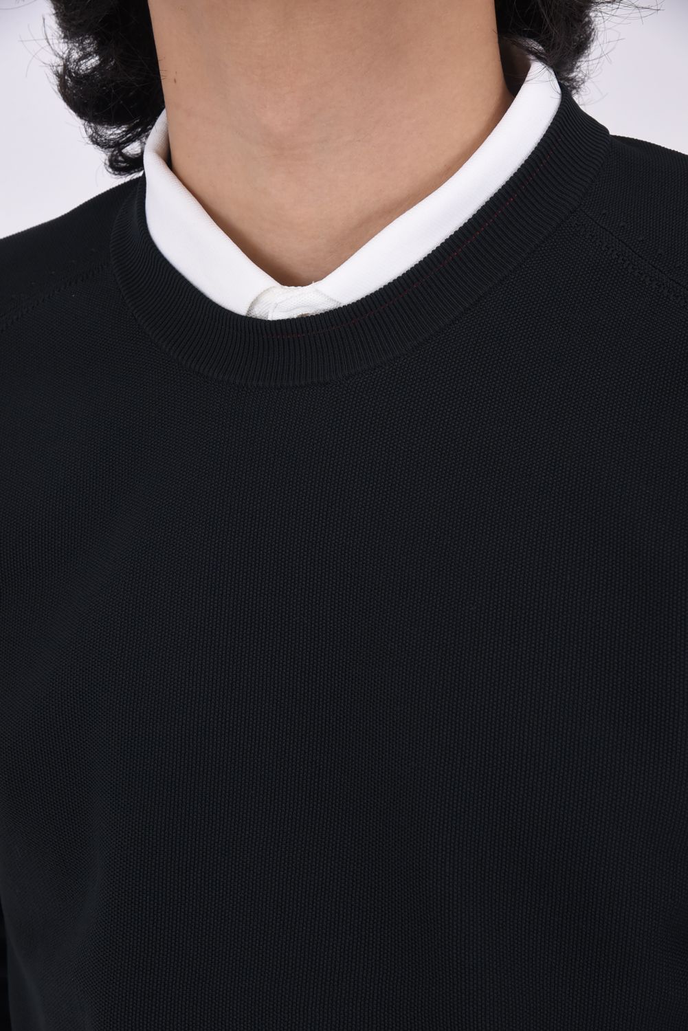 MEN'S WR CREWNECK KNIT / バックロゴ 超撥水糸 クルーネックニット (ブラック)