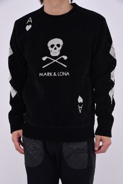 【26AW】 ACE CLUB CHENILLE KNIT / トランプモチーフ モールヤーン クルーネックニット (ブラック)