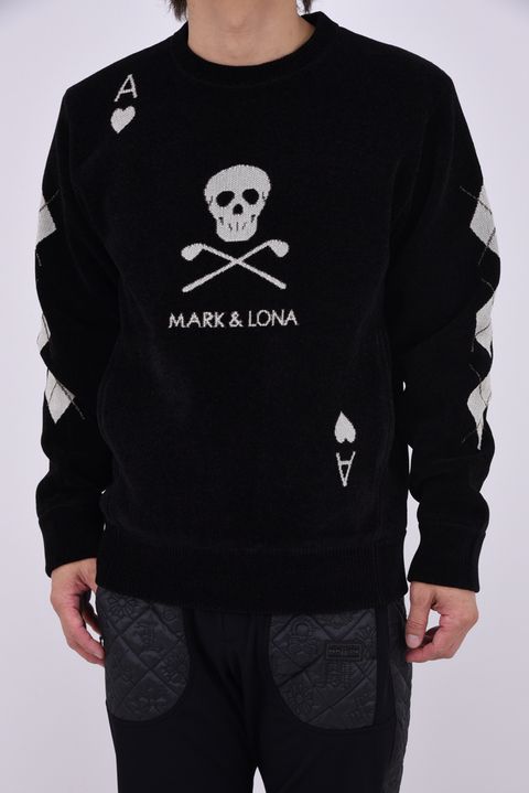 【26AW】 ACE CLUB CHENILLE KNIT / トランプモチーフ モールヤーン クルーネックニット (ブラック)