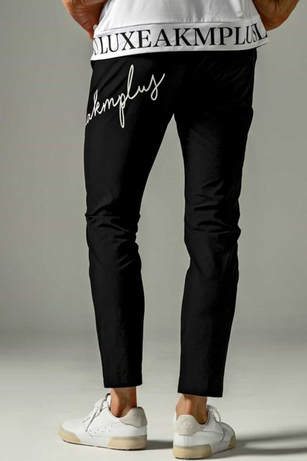 SUPER STRETCH HANDWRITING LOGO PANTS /  カーシヴ ロゴ スーパーストレッチ ロングパンツ ブラック