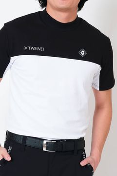 2TONE MOCK / カノコ素材 バイカラー モックネックTシャツ (ブラック)