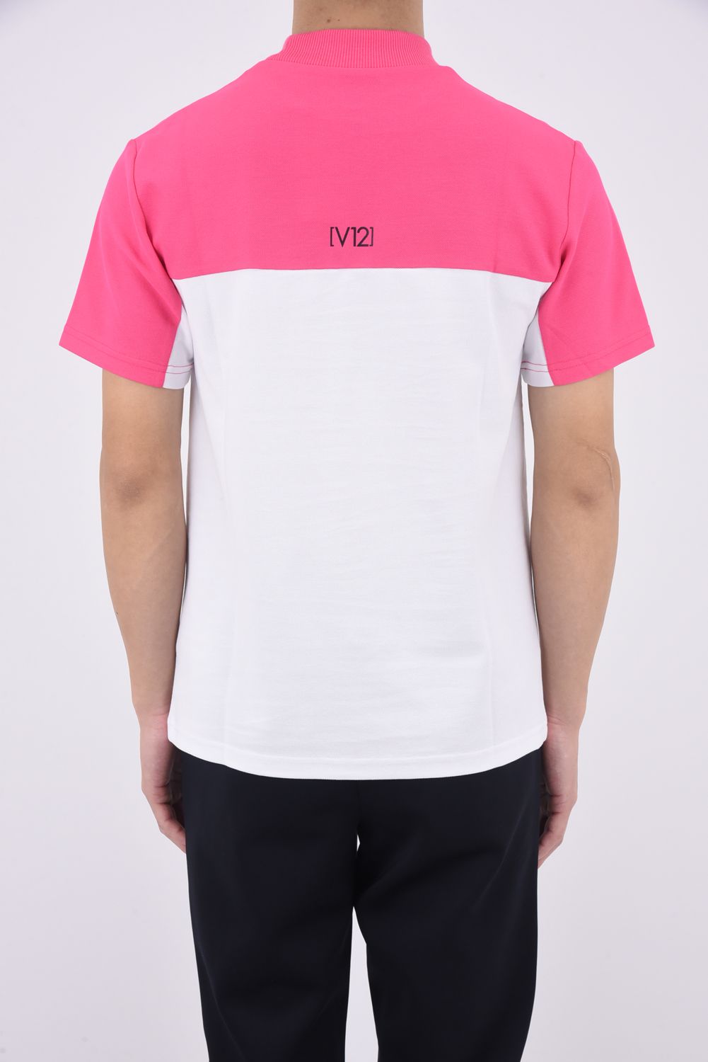 2TONE MOCK / カノコ素材 バイカラー モックネックTシャツ (ピンク)