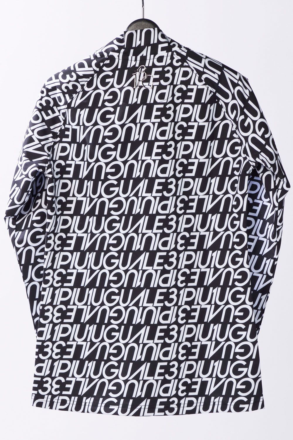 【レディース】 1PIU1UGUALE3 DI FULL LOGO MOCK / 113総柄ロゴ ロングスリーブ モックネック Tシャツ (ブラック)