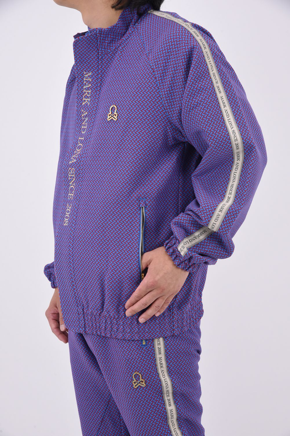 GARDA JERSEY JACKET / イントレチャートパターン ハイストレッチ ジャージーブルゾン (ブルー)